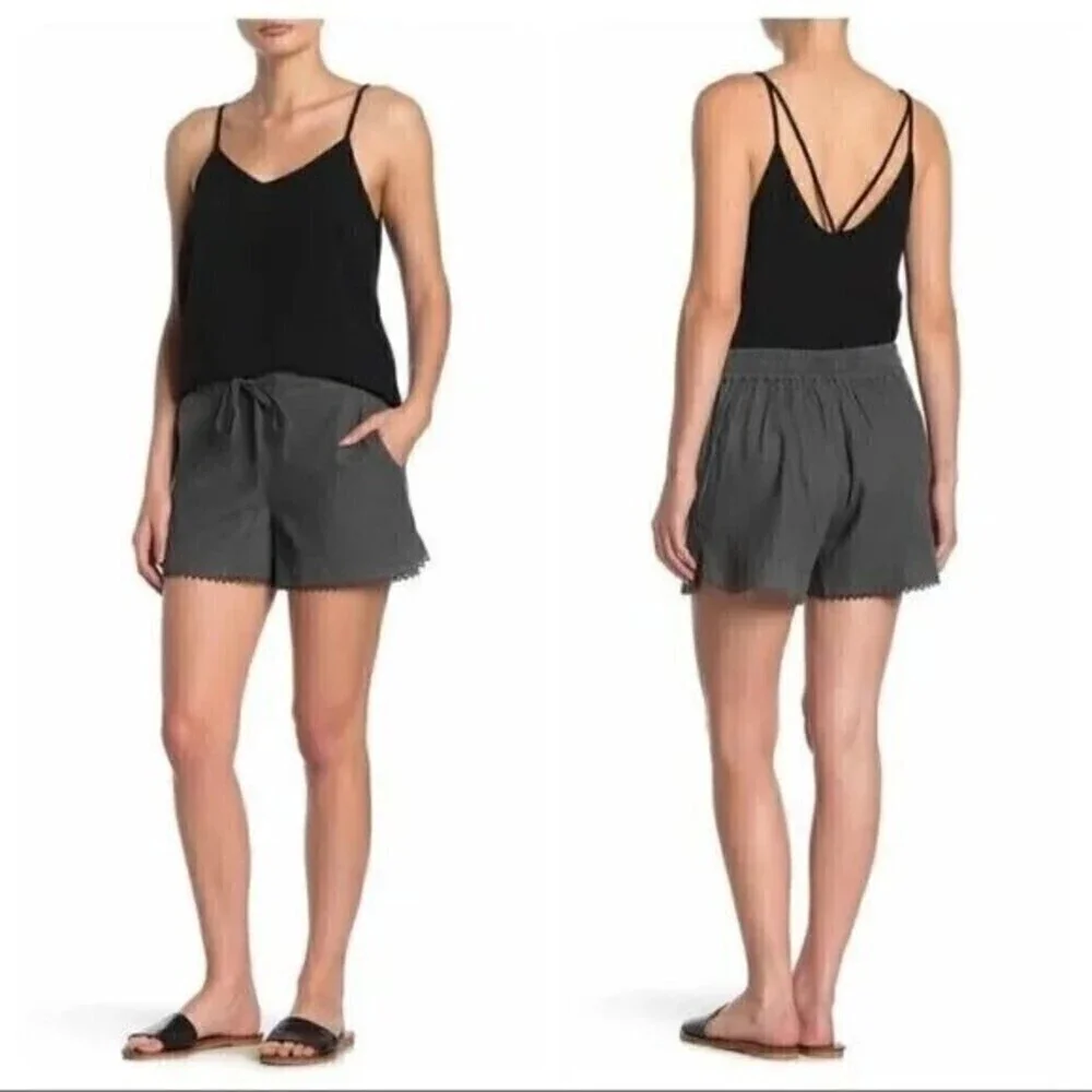 Caslon Grey Beluga Solid Linen Blend Shorts XS NWT